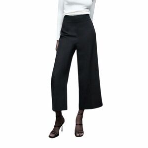 Zara•Black Wide Leg High Rise Trouser Pants